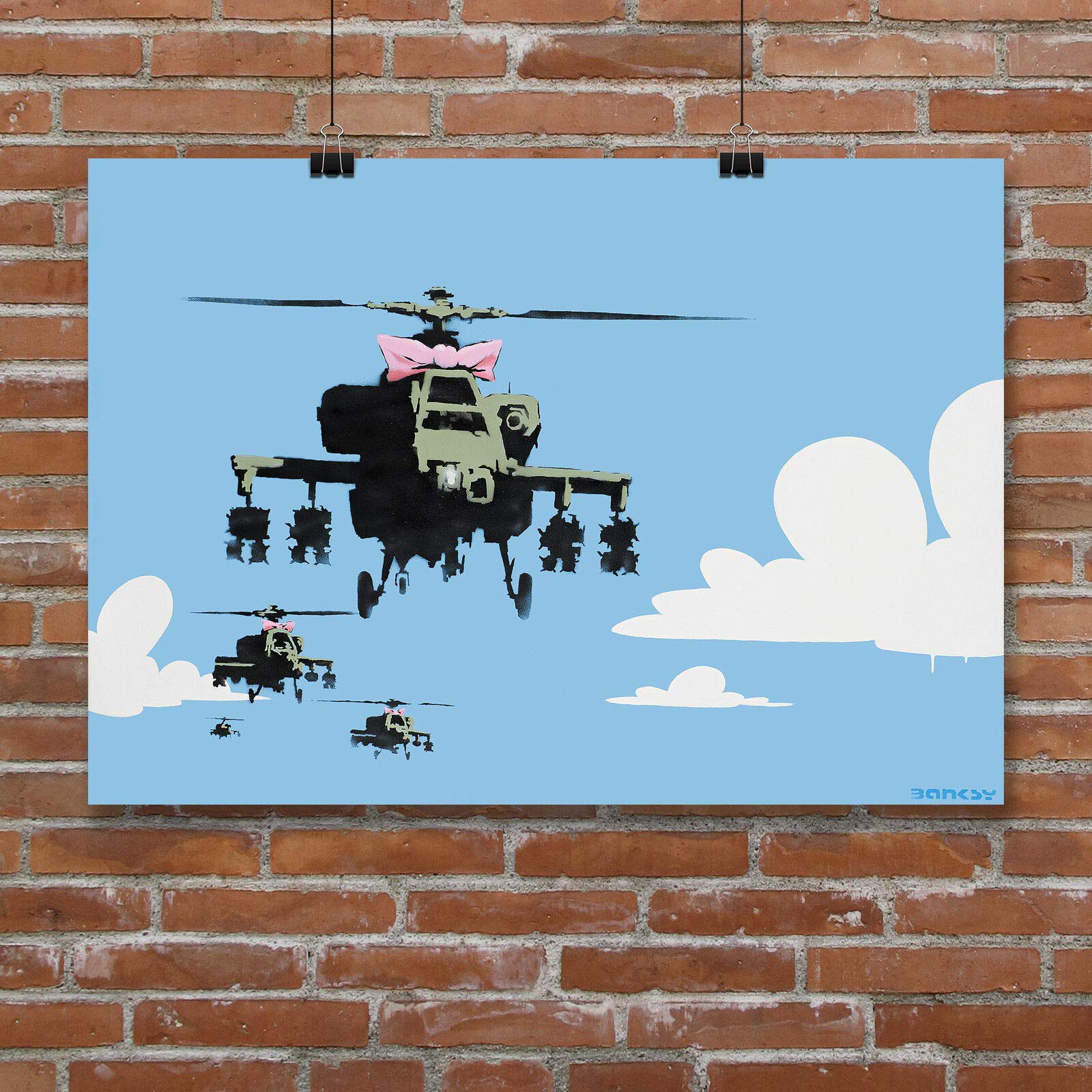 Amazon.com: Banksy Happy Choppers Helicopter Canvas Art Print